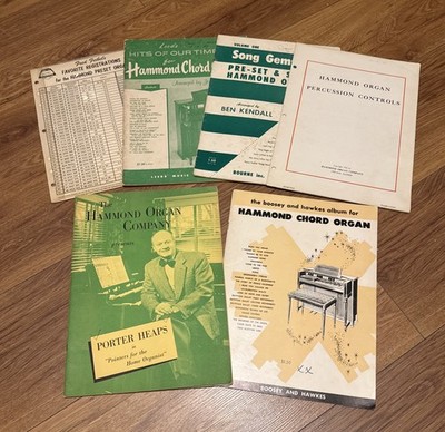 Hammond Organ Lot Of 6 Presets, Percussion Controls, Song Books Ships From Texas