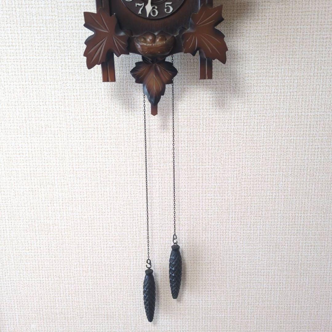 愛知時計電気の振り子時計 Cuckoo Clock ブラウン Citizen Cuckoo Clock 4MJ209N Wooden Wall Clock Analog Vintage
