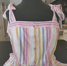 GAL MEETS GLAM Sun Dress Size 6 Sleeveless Tie Shoulder Pastels Pink Yellow Blue