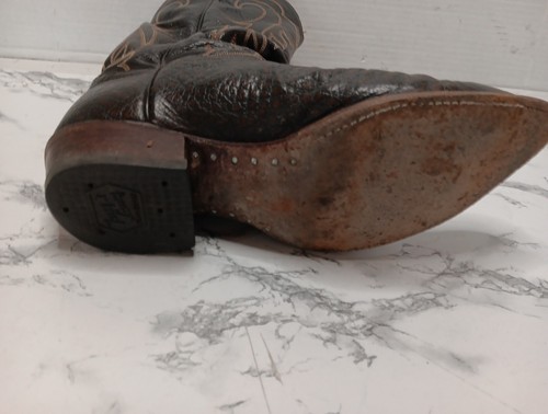 Tony Lama Vintage Brown Western Cowboy Boots Style 6283 Men's Size 9EE - Picture 10 of 12