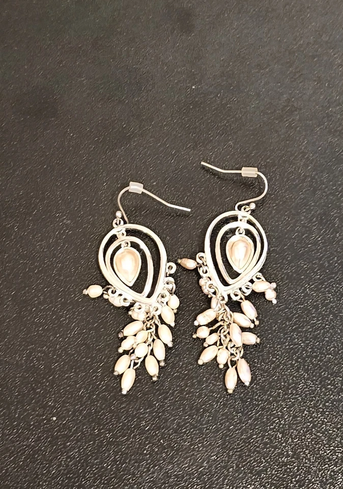 Pendientes de perlas de plata esterlina joyería fina estilo araña gancho trasero *LEER* Foto 2 de 2