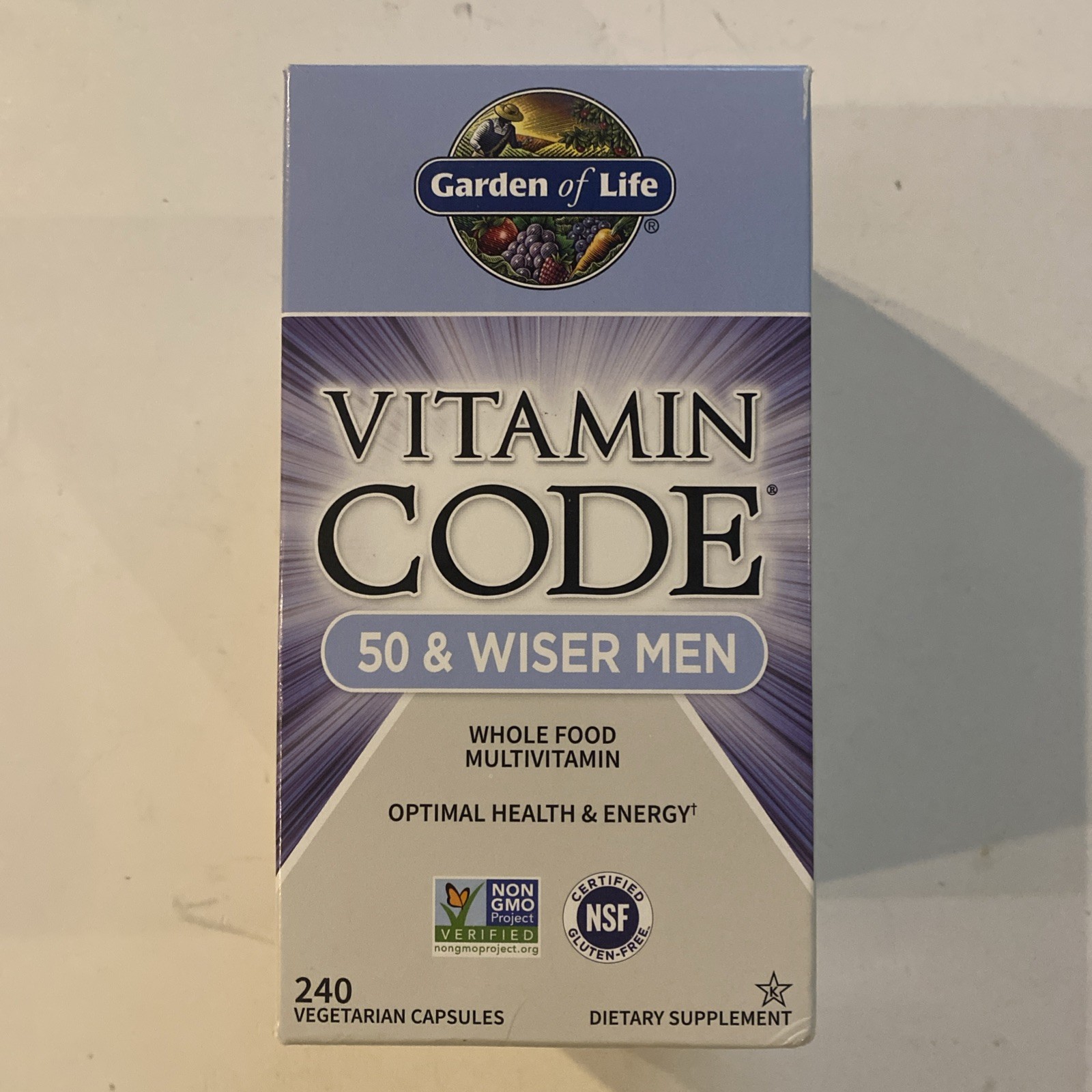 Garden of Life Vitamin Code 50 & Wiser Men  240 caps Raw Whole Food Multivitamin