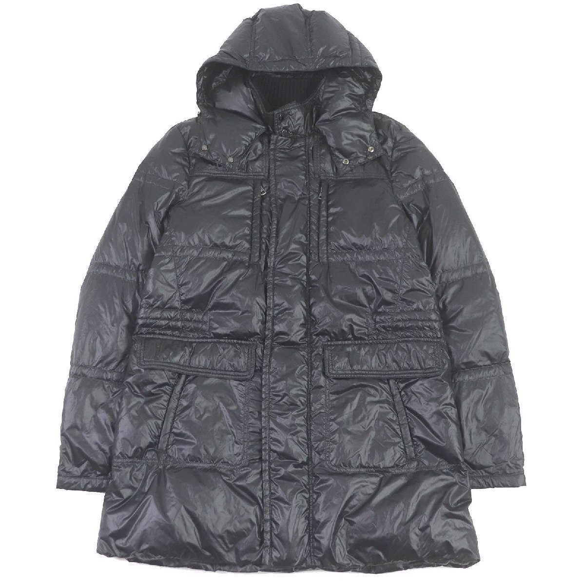 Excellent Condition MONCLER BAHR GIUBBOTTO Hooded Light Down Coat Jacket Blac