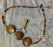 VINTAGE*TRES**JOLIE**CRYSTAL*PEARLS*925*BALI*SILVER*BROWN*GEMSTONES*NECKLACE*NEW