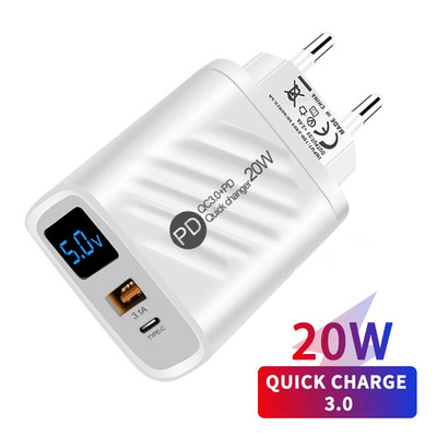 20 W Schnellladegerät USB-Ladegerät  mit V / A -Anzeige und Quick Charge 3.0