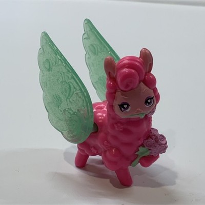 Pink Green Alpaca Plastic Figure with Green Translucent Wings Animals Theme