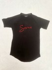 Sinners Attire Men’s Black Curved Hem T-Shirt Red Script Logo Size M
