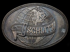 KJ25127 COOL VINTAGE 1970s SCHLITZ BREWING COMPANY BRASSTONE BEER BUCKLE