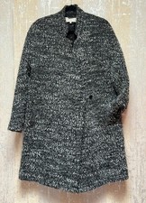 Hobbs London Boucl  Wool Alpaca Blend Coat UK 16 US 12 Black White Textured
