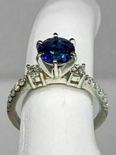 Lab-Created Sapphire 2Ct Round Cut Women's Engagement Ring 14k White Gold Plated