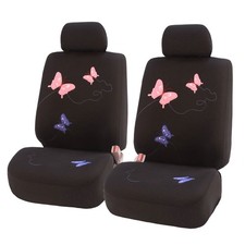 Fh Group Butterfly Embroidery Universal Fit Cloth Car Seat Covers For Truck Suv