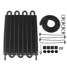 Universal Transmission Oil Cooler Kit,Aluminium alloy Tube and Fin 8 Pass Black