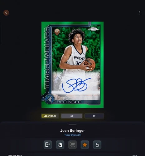 digital nba collect Joan Beringer Topps Chrome RC Auto Green Refractor 11/99