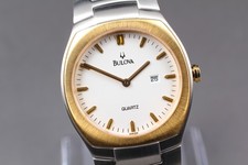  MINT Bulova 45951 Two Tone White Dial 30mm Men's Quartz Watch From JAPAN