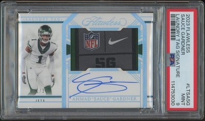 2023 Panini Flawless Ahmad Sauce Gardner Laundry Tag Auto #1/3 PSA 9 (MINT)