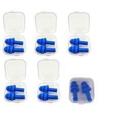 6 Pairs Silicone Swimming Ear Plugs Waterproof Reusable Case Snorkel Surfing