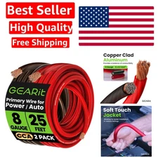 8 Gauge Automotive Wire (25ft Black/Red) for Power & Ground Applications