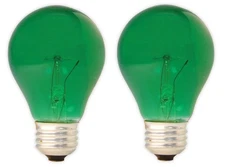 25Watt GREEN Party Light A19 Bulb Type 2Pack