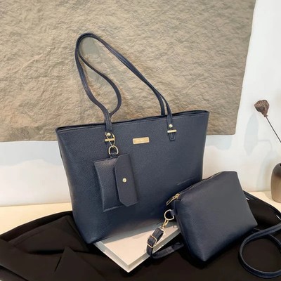 3-Piece Women Fashion Simple Solid Color Large Capacity Tote Bag