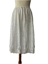 Vintage Lucie Ann II White Damask Lace Hem Half Slip Size Large