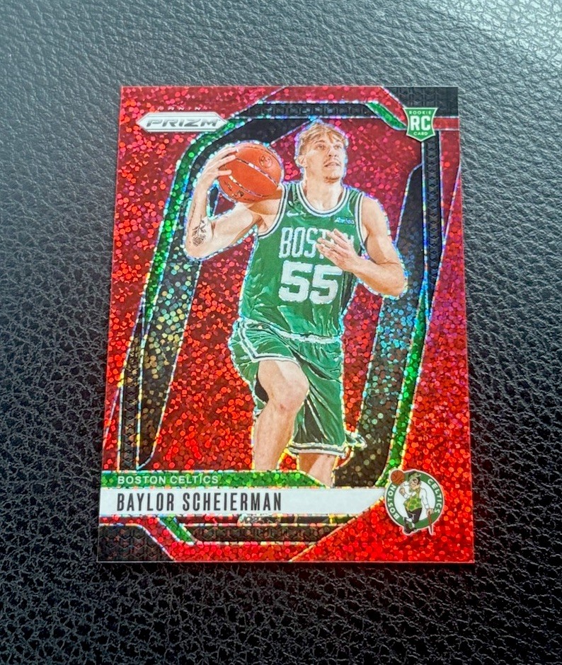2024-25 PRIZM Baylor Scheierman RED SPARKLE ROOKIE #236 Boston Celtics SP