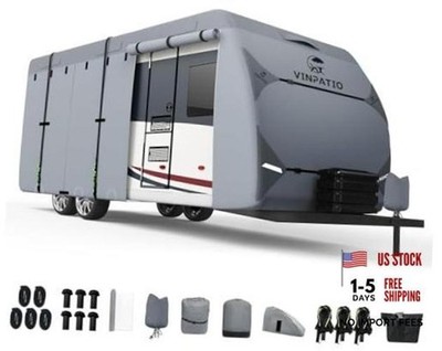 RV Cover : 7 Layers Heavy Duty Travel Fits 33-35FT Travel Trailer Cover(Grey)
