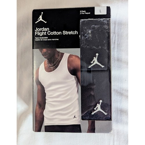 Jordan Flight Cotton Stretch Tank Undershirt 2 Pack Black Mens Size Large NIB