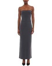 Carolina Herrera Strapless Corset Wool-Blend Dress Women's Grey M
