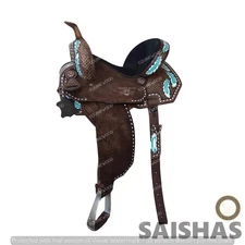 Premium Barrel Racing Western Leather Saddle Set Hand Tooled with Free Tack