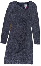  NWT Vince Camuto Women’s 6 Asymmetric V Neck Rushed Short Dress Navy Sparkle