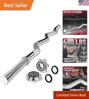 480LB Straight Barbell 60  & EZ Curl Bar 47 , Weight Bar 1  Diameter