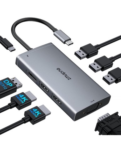 Zmuipng 8-in-1 USB-C Docking Station Quad Display Hub Adapter ZM184D - Picture 6 of 8