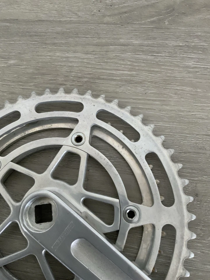 JUEGO DE BIELAS STRONGLIGHT DOBLE 42-52 DIENTES 170 MM LONGITUD BRAZO PEDAL FRANCÉS ROSCAS Foto 4 de 4