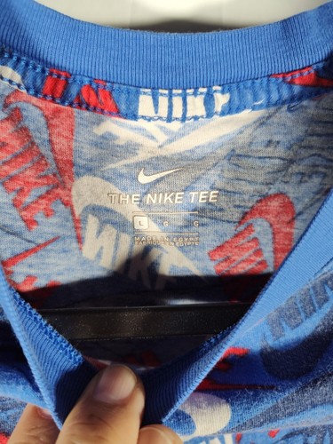 The Nike Tee All Over Spellout Logo Print Tee Boy's Size LG Red White Blue - Picture 5 of 6