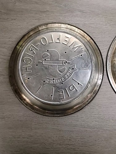 Pie Pan Tin Metal Mello-Rich Mrs. Smith's Logo Baking Dish Plate Rustic Vintage - Picture 5 of 7