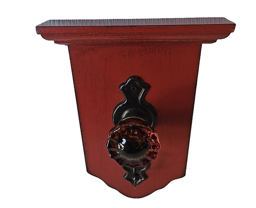 Antico appendiabiti da parete ferro rosso appendiabiti vintage pomello porta legno decorazione - Foto 15 di 18