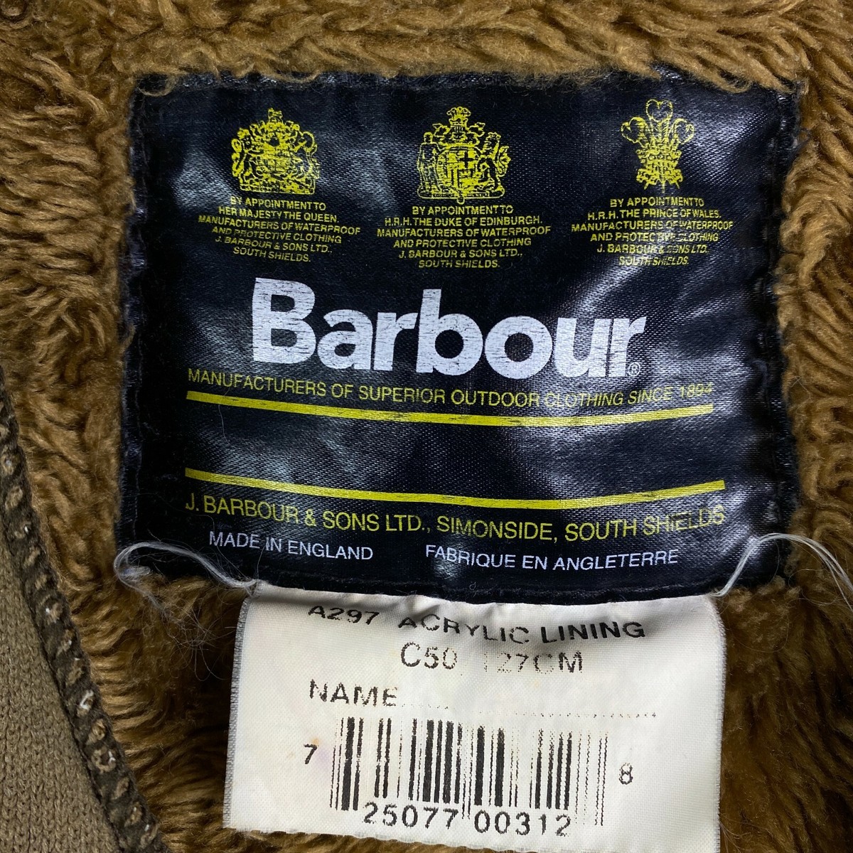 Barbour A297 ACRYLIC LINING ファーライナー Barbour A297 ACRYLIC LINING ファーライナー $_57.JPG?set_id