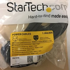 StarTech PAC1016 6ft Power Cord Extension- NEMA 5-15R to NEMA 5-15P