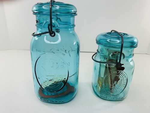 Ball Ideal Blue Bicentennial Mason Quart &Pint Jars Wire Bail New w Paperwork - Picture 12 of 12