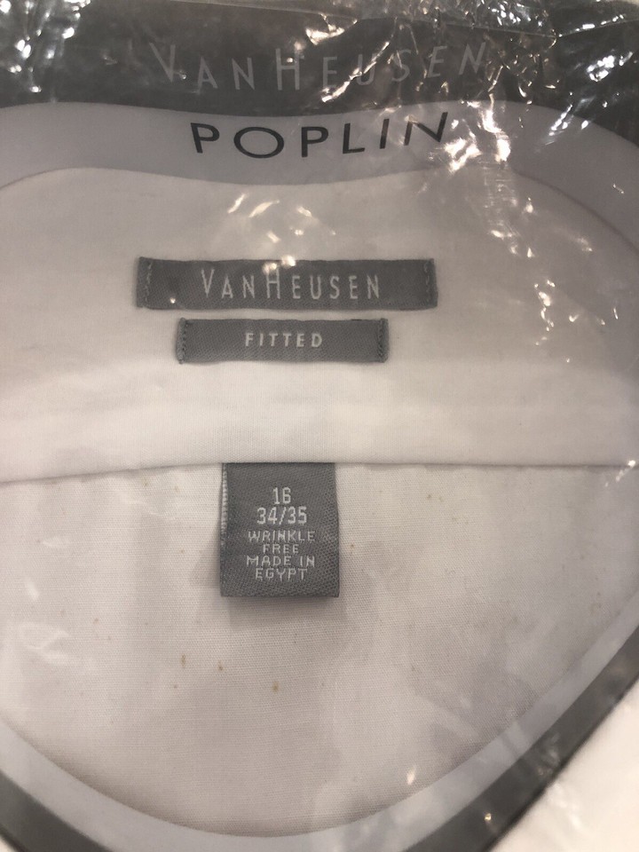 Van Heusen Men's Dress Shirt Reg Fit White 16"16.5" Neck 34"35