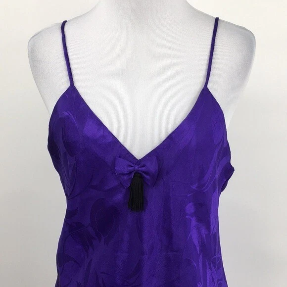 UNDERCOVER Victoria's Secret abito slip donna medio vintage viola nero raso camicia da notte
