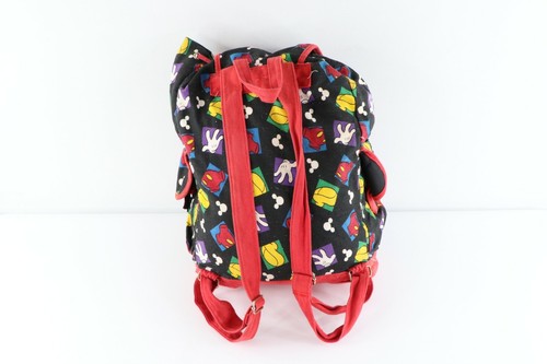 Mochila Bolso Mochila Vintage Años 90 Disney Mickey Mouse Estampado Completo Cargador Superior - Imagen 5 de 10