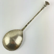 Antique George II Solid Silver Seal Top Spoon Ebenezer Coker 1754 18cm 46g