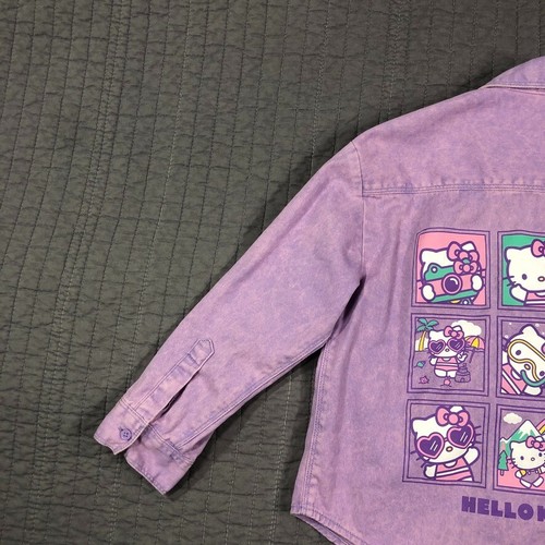 Hello Kitty Shirt Youth Girl Small Purple Denim Graphic Shacket Jacket Sanrio - Picture 16 of 24