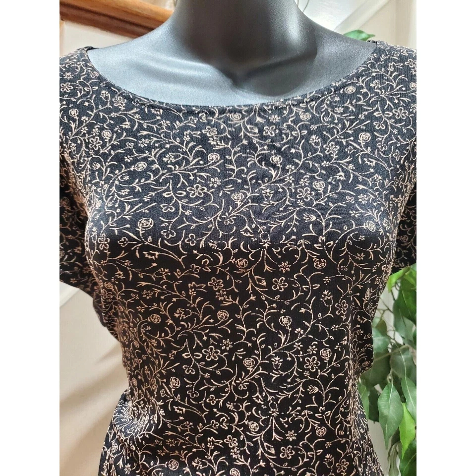 Blusa y falda larga de nailon negra de manga corta y falda larga para mujer JM Collection traje XL Foto 2 de 4