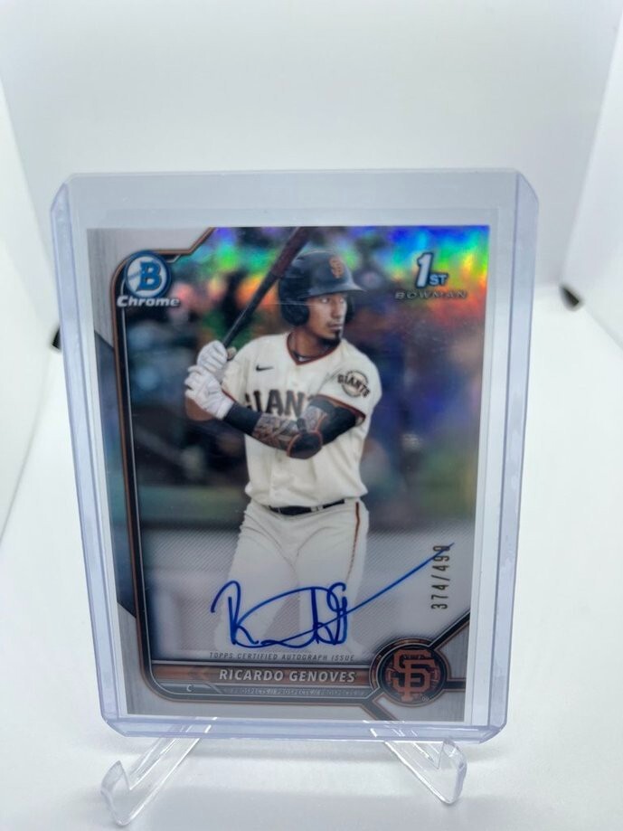 2022 BOWMAN CHROME 1ST AUTOGRAPH REFRACTOR RICARDO GENOVES SP /499 RC GIANTS
