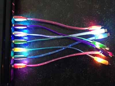 SHORT 8'' LED light flash data charger charge cable for samsung micro usb s6 s7+