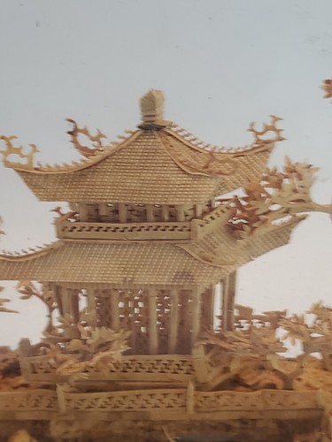 Vintage Chinese 6"×10"×2.5" SanYou Diorama Cork Carving Cranes Pagoda Trees EUC - Picture 22 of 24