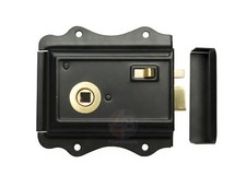 Old English VIictorian Style Rim Bathroom Bedroom Lock Latch Black Brass Snib