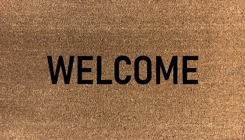 BIENVENIDO EN CUALQUIER LANGAUGE Alfombrilla de puerta de coco 70x40 Alfombrilla de piso interior plantillada - Imagen 17 de 27
